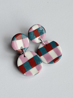 Brincos Padrão Vintage Mini - Redondo envernizado