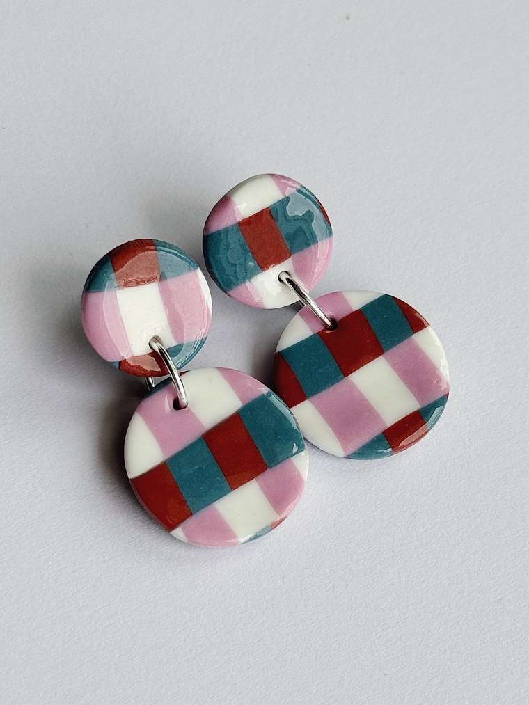 Brincos Padrão Vintage Mini - Redondo envernizado 1