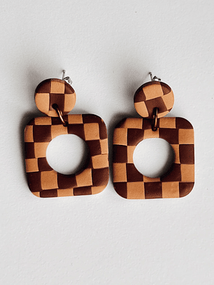 Brincos Padrão Latte - Quadrado 