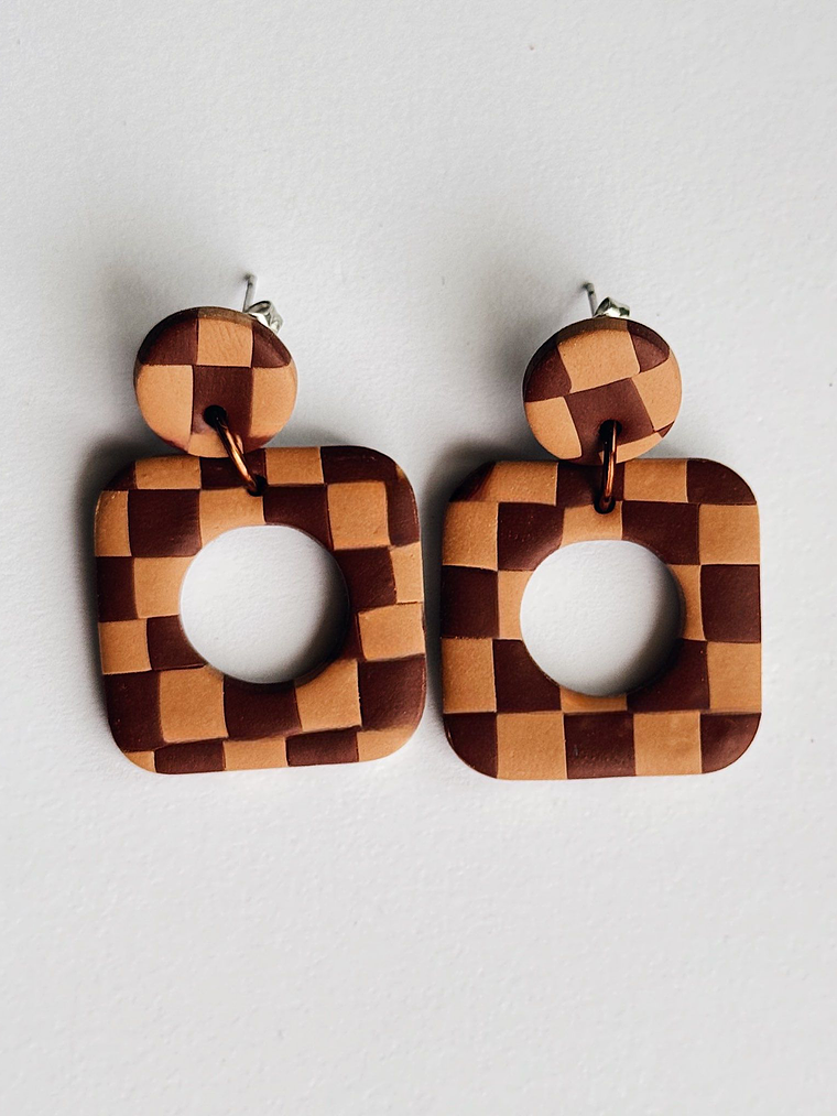 Brincos Padrão Latte - Quadrado  2