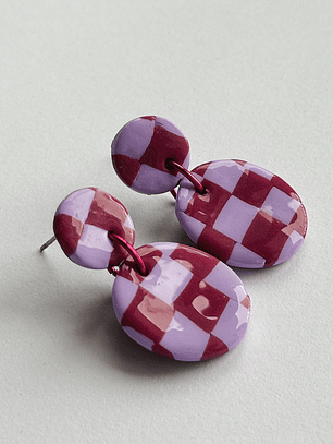 Brincos Padrão Dália Mini - Oval envernizado