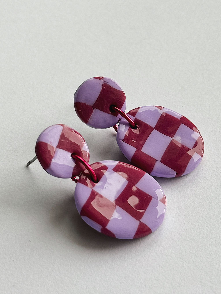 Brincos Padrão Dália Mini - Oval envernizado 1