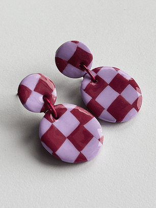 Brincos Padrão Dália Mini - Oval envernizado