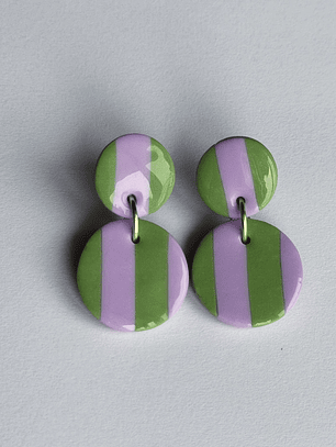 Brincos Padrão Violeta Mini - Oval envernizado