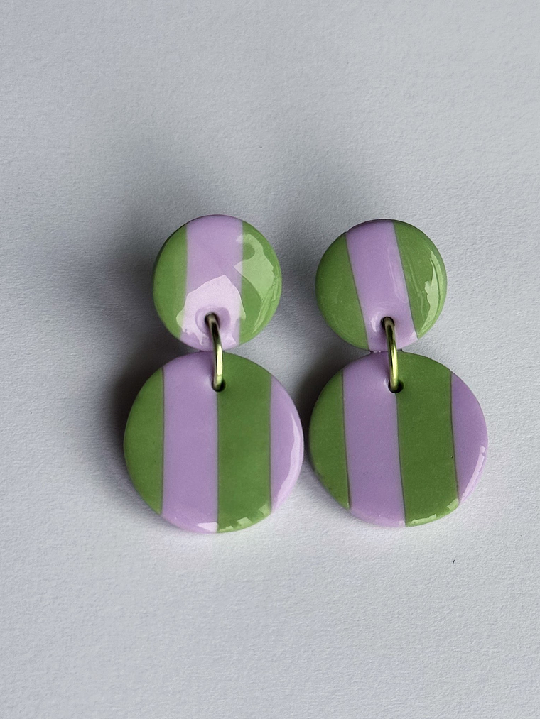 Brincos Padrão Violeta Mini - Oval envernizado 2