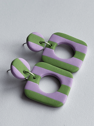 Brincos Padrão Violeta - Quadrado