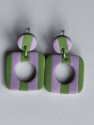 Brincos Padrão Violeta - Quadrado