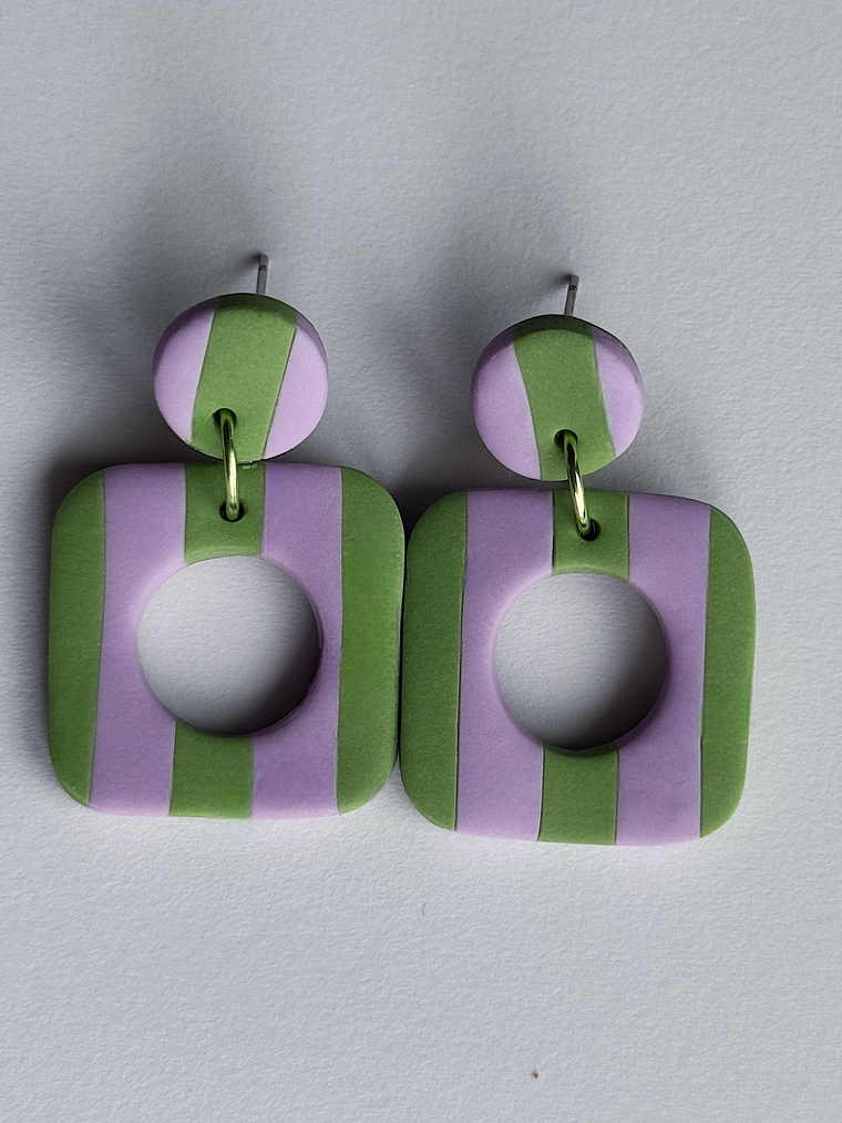 Brincos Padrão Violeta - Quadrado 2