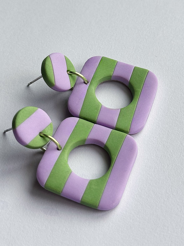 Brincos Padrão Violeta - Quadrado 3