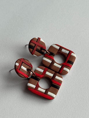 Brincos Padrão Canela Mini - Quadrado