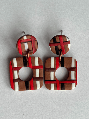 Brincos Padrão Canela Mini - Quadrado