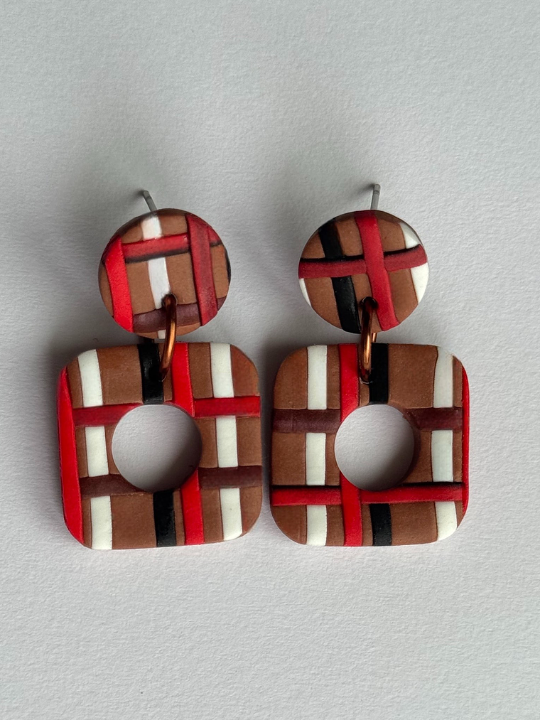 Brincos Padrão Canela Mini - Quadrado 2