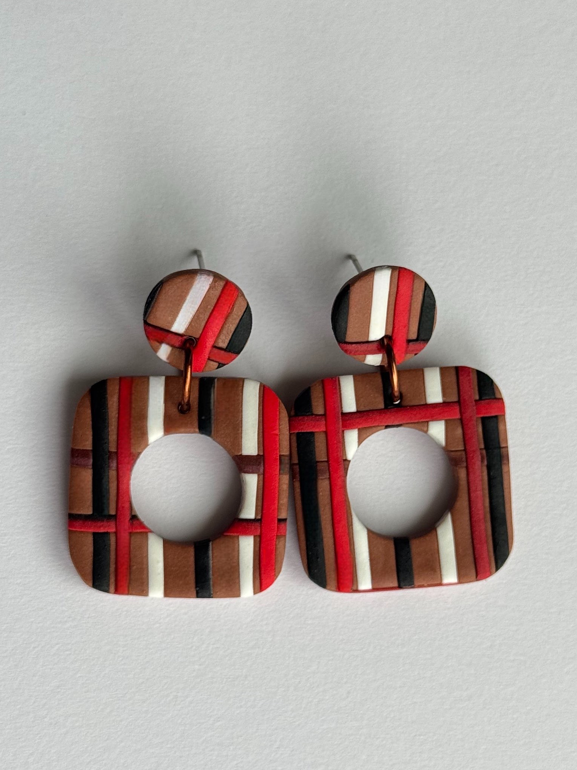 Brincos Padrão Canela - Quadrado 2