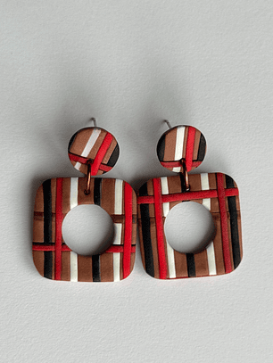 Brincos Padrão Canela - Quadrado