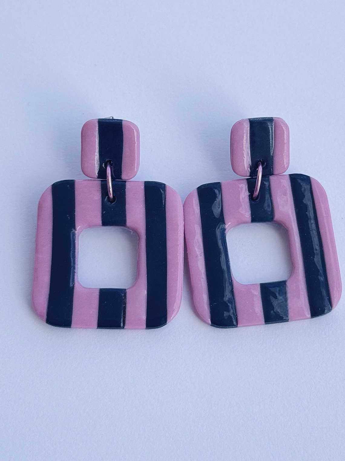 Brincos Padrão Naútico Maxi - Quadrado envernizado 1