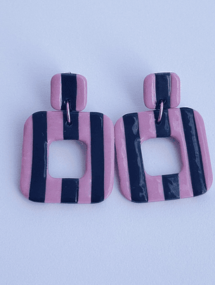 Brincos Padrão Naútico Maxi - Quadrado envernizado