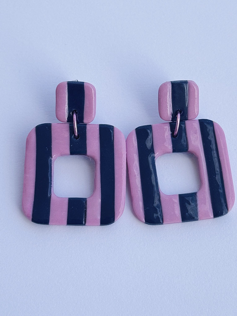 Brincos Padrão Naútico Maxi - Quadrado envernizado 1