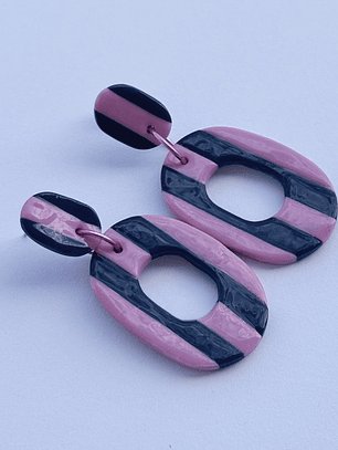 Brincos Padrão Naútico - Oval envernizado