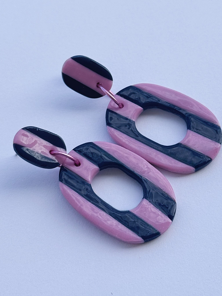 Brincos Padrão Naútico - Oval envernizado 2