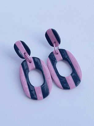 Brincos Padrão Naútico - Oval envernizado