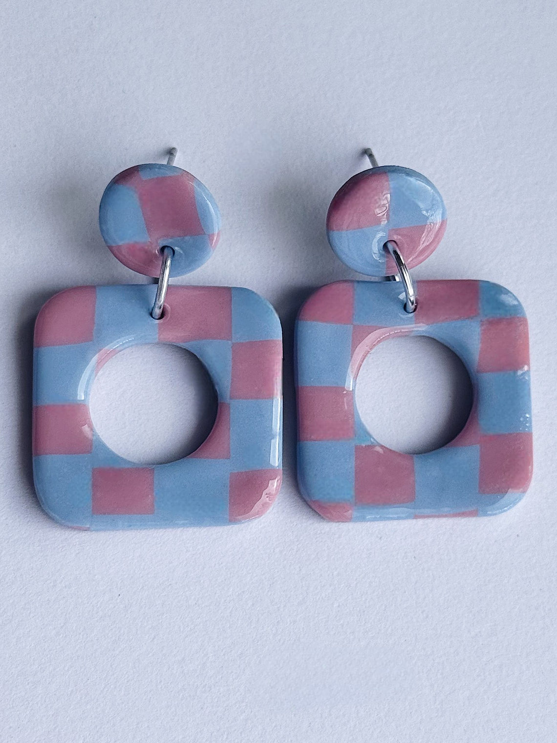 Brincos Padrão Candy - Quadrado envernizado 1