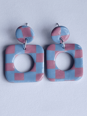 Brincos Padrão Candy - Quadrado envernizado