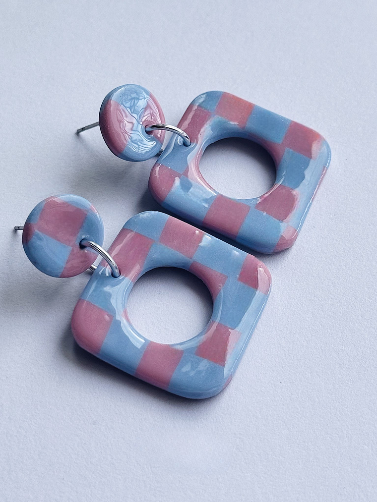 Brincos Padrão Candy - Quadrado envernizado 2