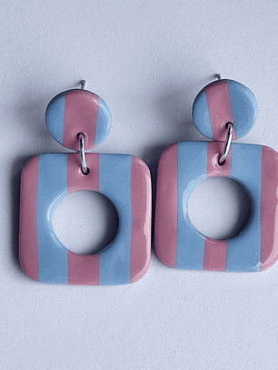 Brincos Padrão Candy - Quadrado envernizado v2