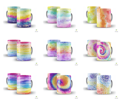 12 Arte Caneca Tie Dye Editável em Corel Draw