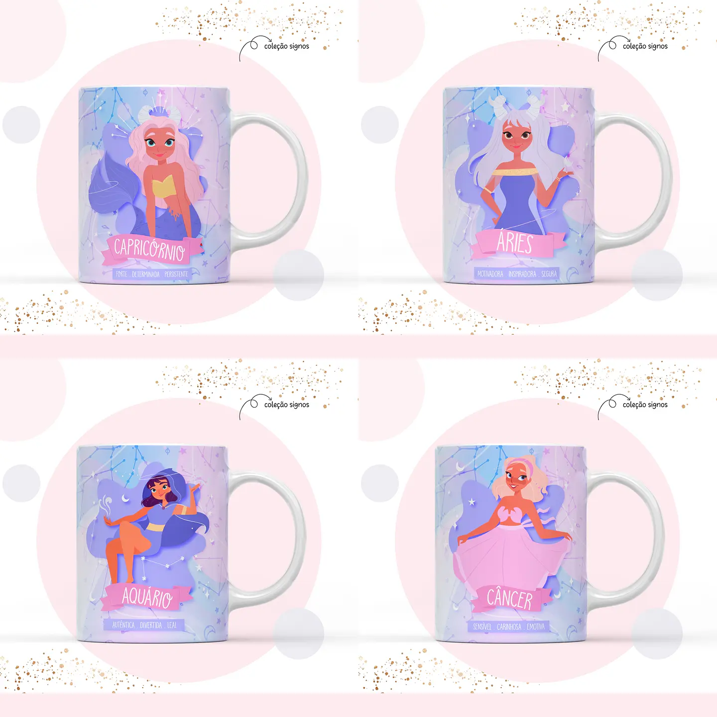 12 Arte Caneca Signos Arquivo em Jpge/Png 2