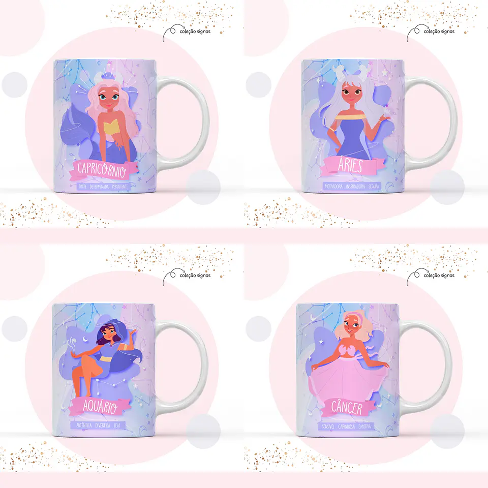 12 Arte Caneca Signos Arquivo em Jpge/Png 2