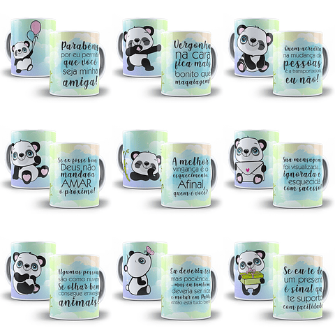 15 Artes Caneca Panda Irônico Editável em Corel Draw