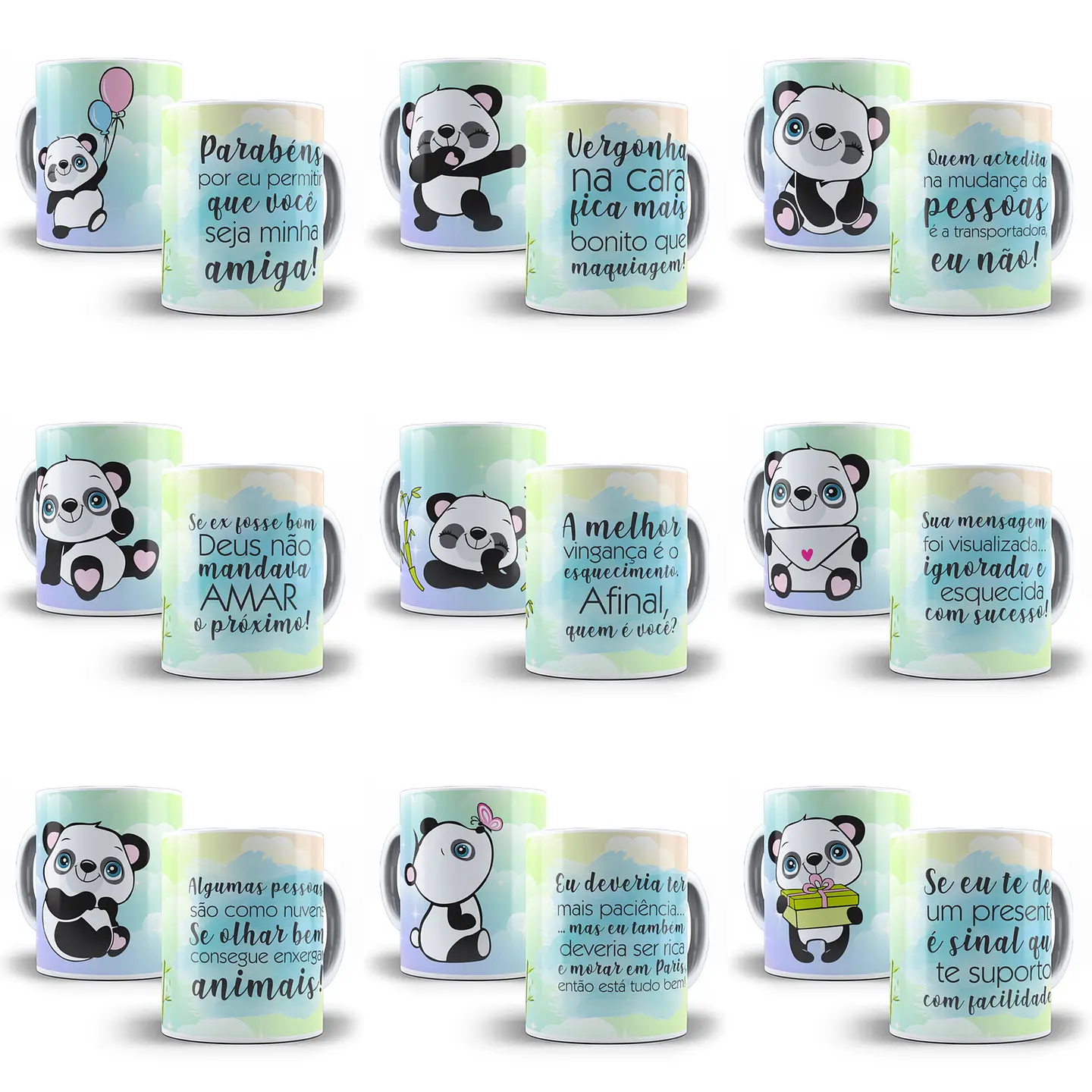 15 Artes Caneca Panda Irônico Editável em Corel Draw 1
