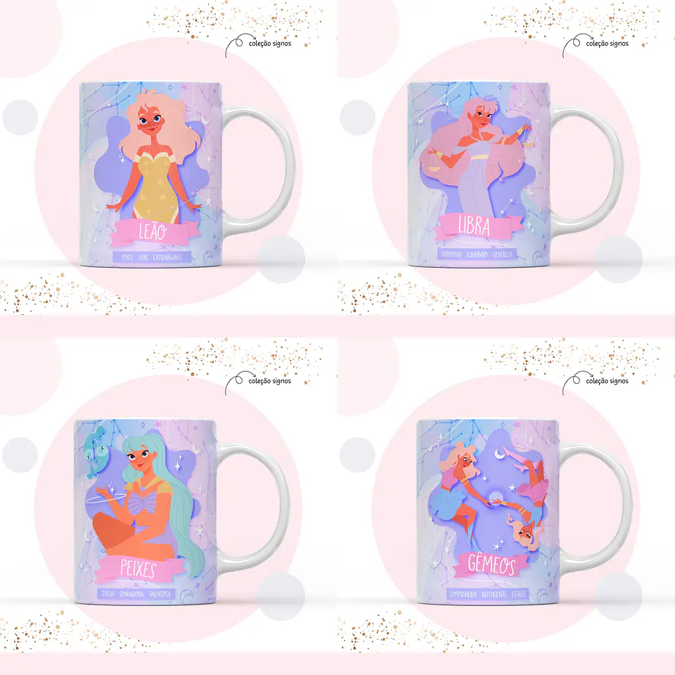 12 Arte Caneca Signos Arquivo em Jpge/Png 1