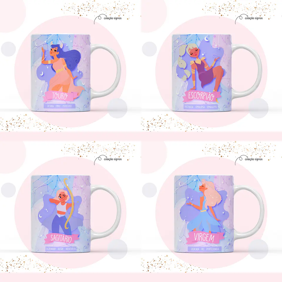 12 Arte Caneca Signos Arquivo em Jpge/Png 3