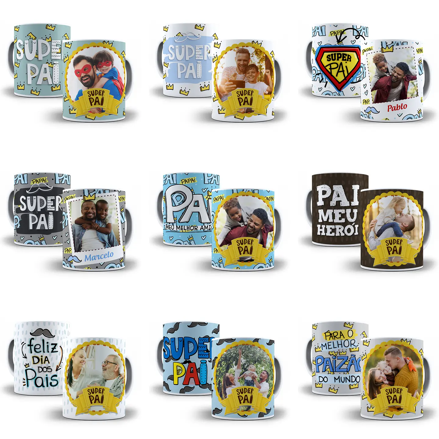 20 Artes Caneca Dia dos Pais Com Fotos P4 Editável em Corel Draw 2