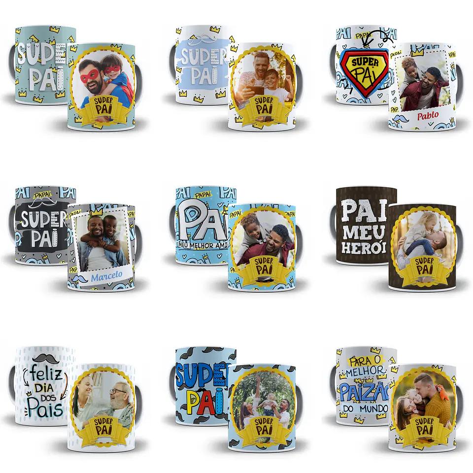 20 Artes Caneca Dia dos Pais Com Fotos P4 Editável em Corel Draw 2