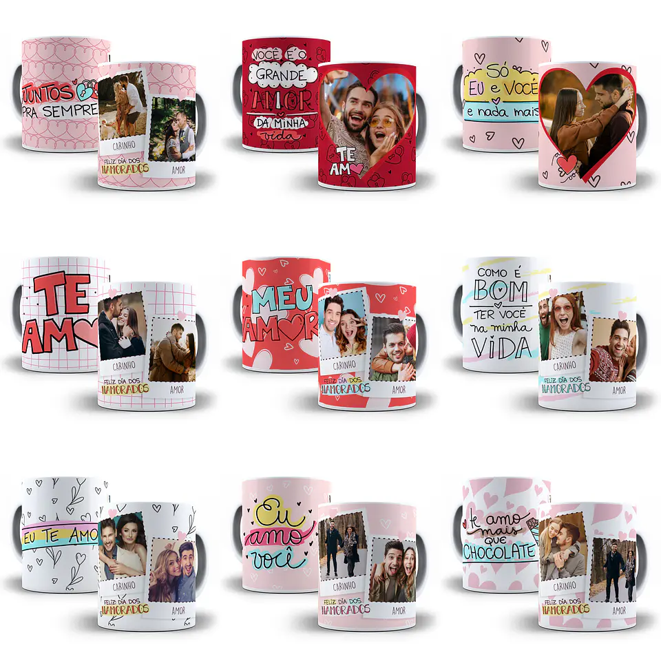 20 Artes Caneca Namorados P2 Editável Cdr + Png 2