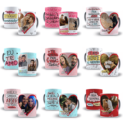 20 Artes Caneca Namorados P2 Editável Cdr + Png