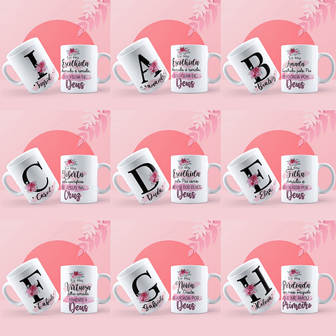 26 Artes Caneca Alfabeto Evangélico Editável em Corel Draw