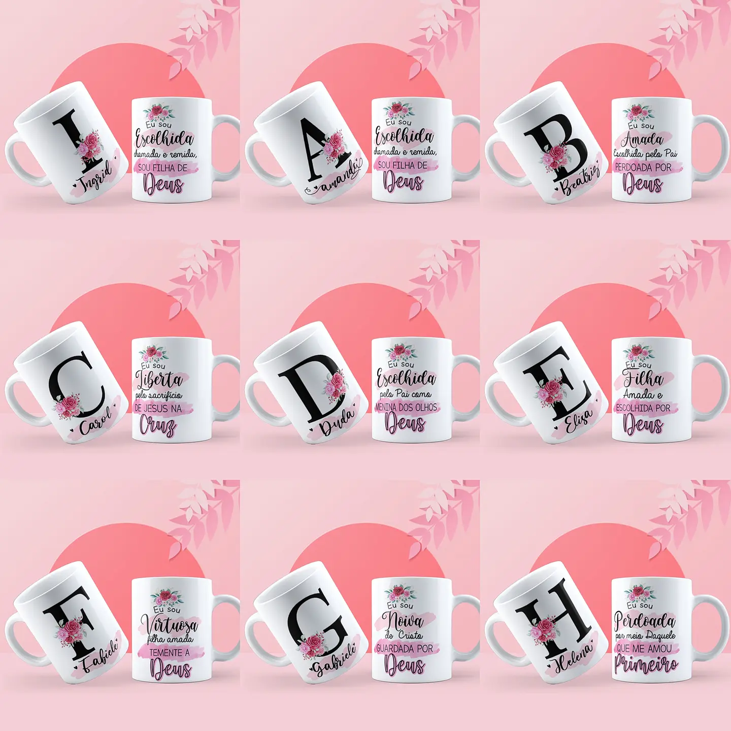 26 Artes Caneca Alfabeto Evangélico Editável em Corel Draw 1