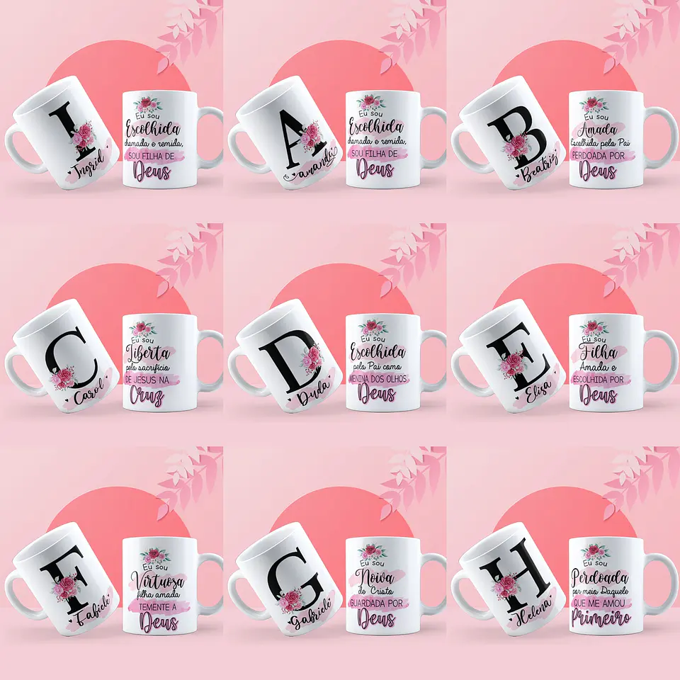 26 Artes Caneca Alfabeto Evangélico Editável em Corel Draw 1