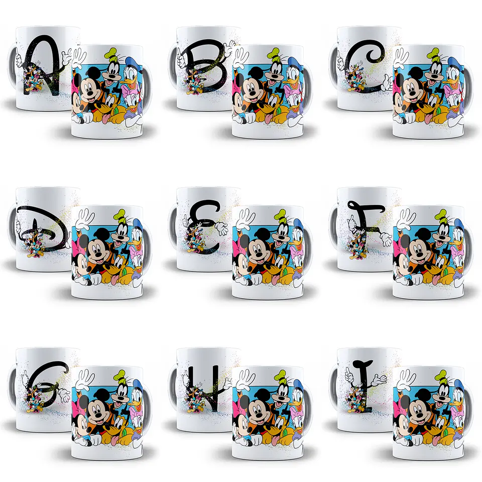 26 Artes Canecas Alfabeto Turma do Mickey Arquivo em Jpge/Png 2