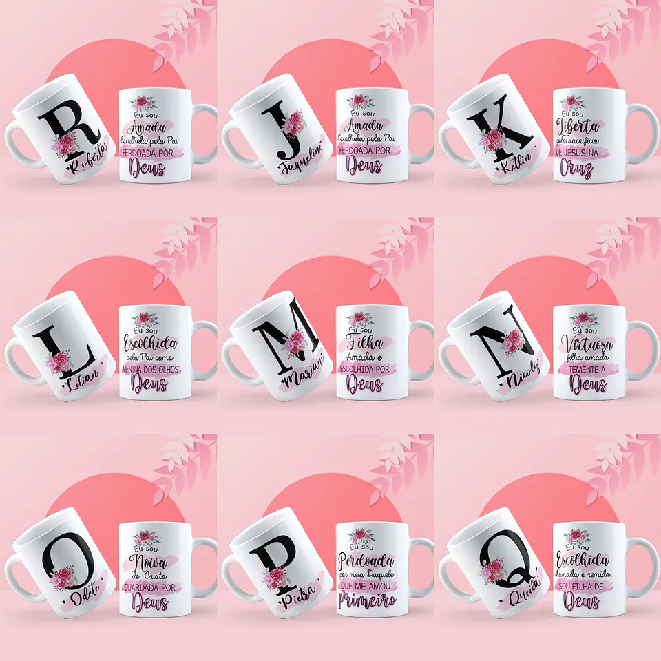 26 Artes Caneca Alfabeto Evangélico Editável em Corel Draw 2