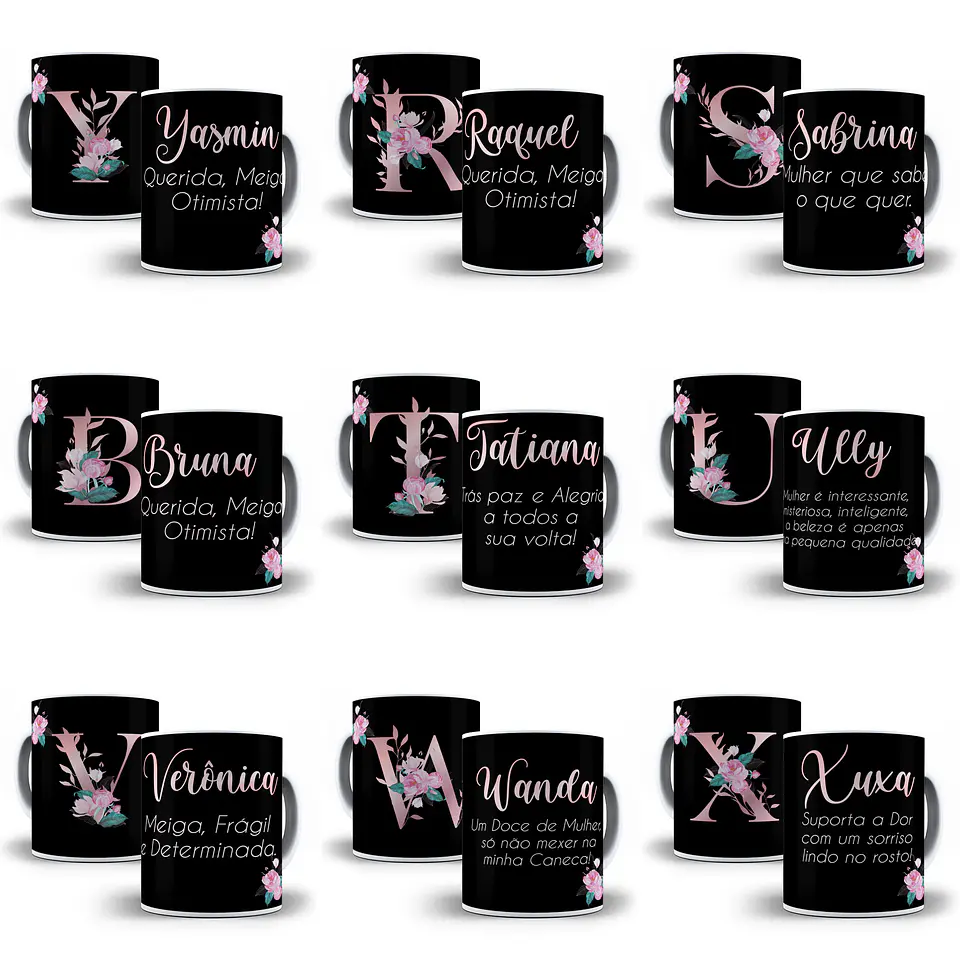 26 Artes Caneca Alfabeto Nomes e Significados Editável em Corel Draw 3