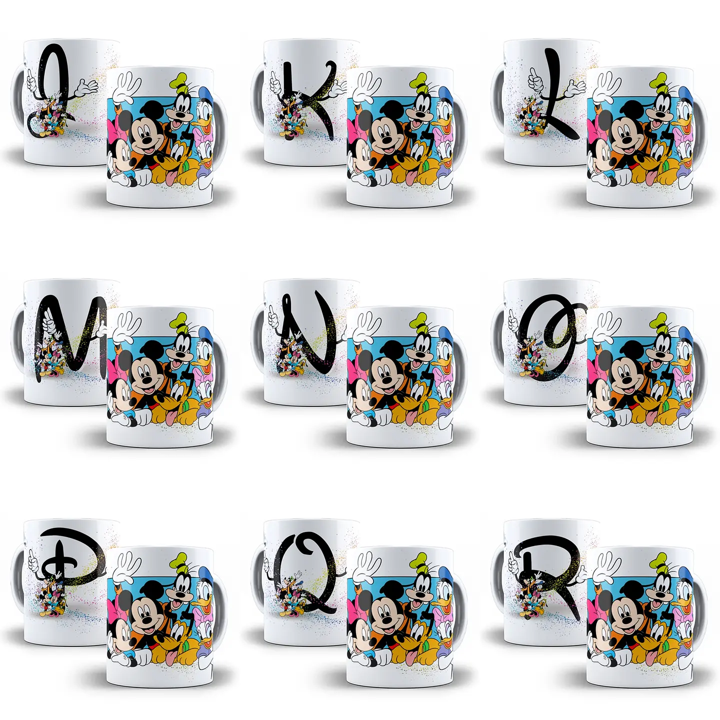 26 Artes Canecas Alfabeto Turma do Mickey Arquivo em Jpge/Png 1