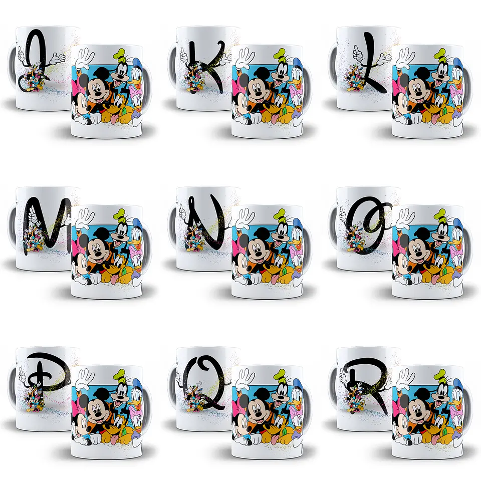 26 Artes Canecas Alfabeto Turma do Mickey Arquivo em Jpge/Png 1