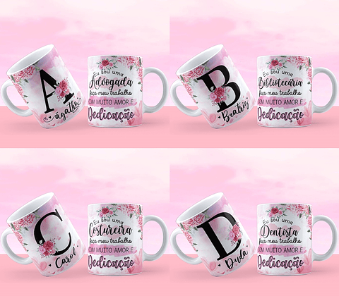 26 Artes Caneca Alfabeto Profissões Editável em Corel Draw