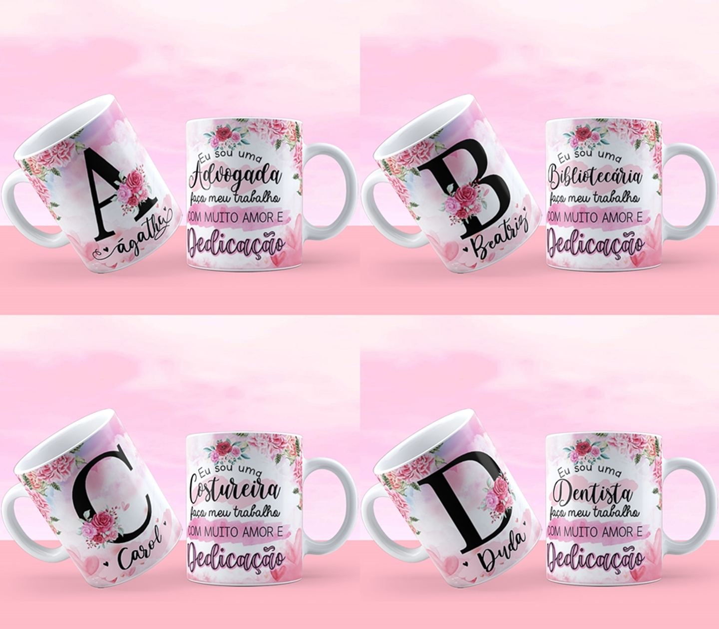 26 Artes Caneca Alfabeto Profissões Editável em Corel Draw 1