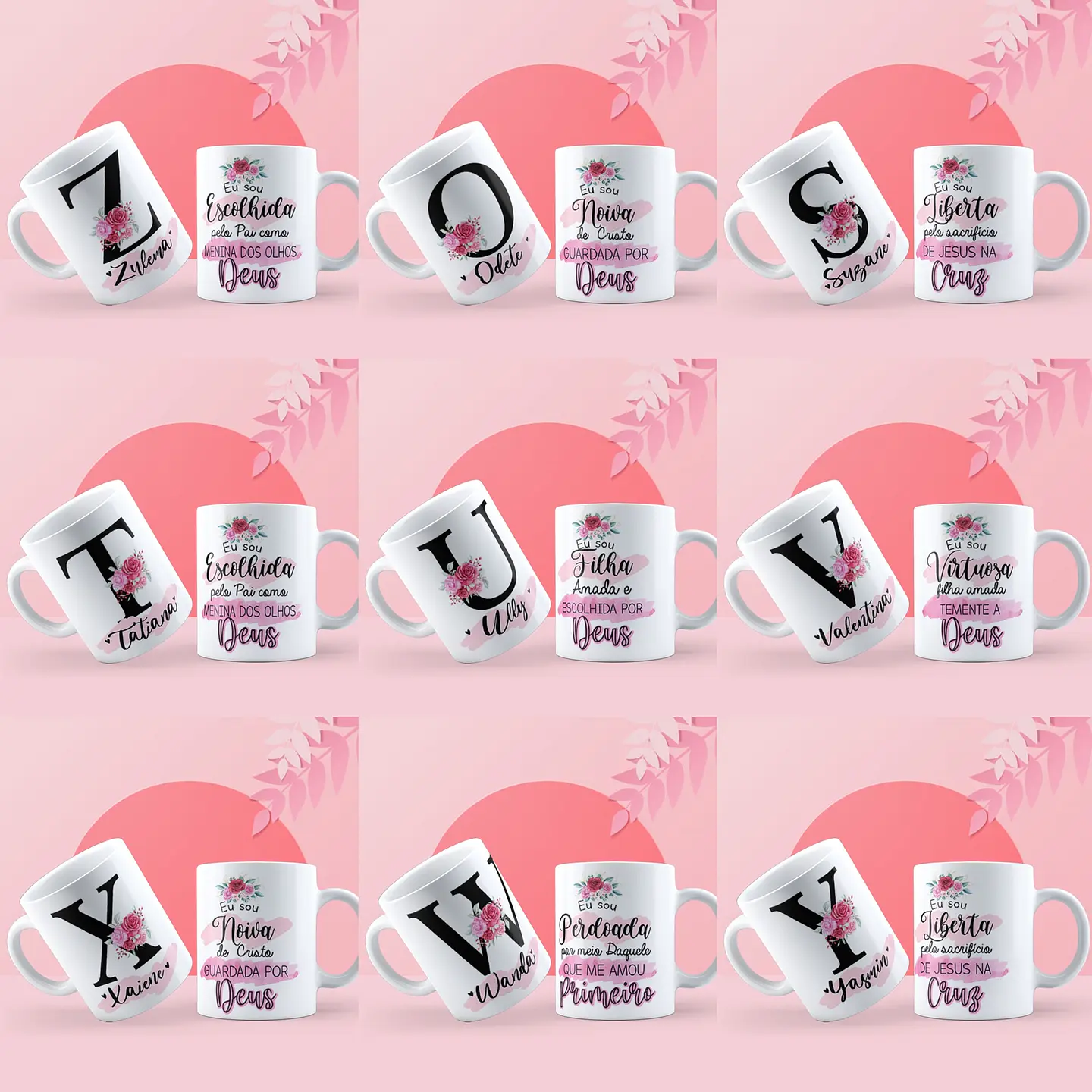 26 Artes Caneca Alfabeto Evangélico Editável em Corel Draw 3